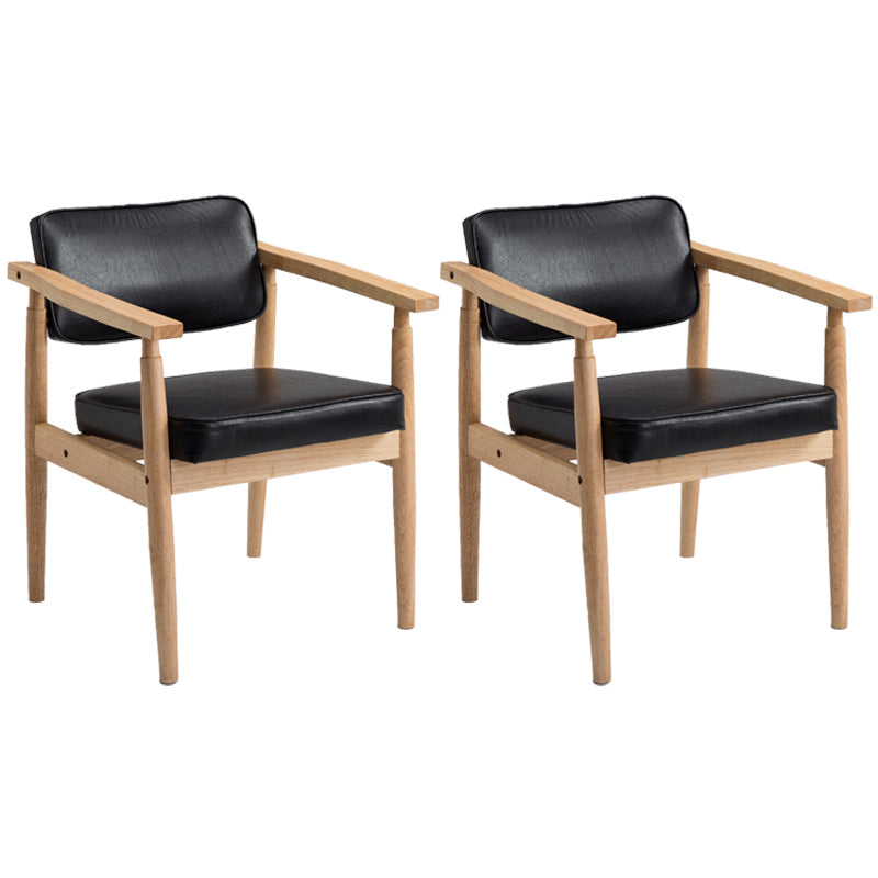 Country Style Indoor Arm Chair Open Back Wood Upholstered Dining Room Chair Black 2 Piece Set Natural Wood Clearhalo ' kitchen&dining_furn' 'Dining Chairs' 'Dining Tables & Seating' 'dining_chair' 'furn' 'furn_dining_chair' 'Furniture' 'furniture_dining_chair' 'Kitchen & Dining Furniture' 'kitchen' 3740279