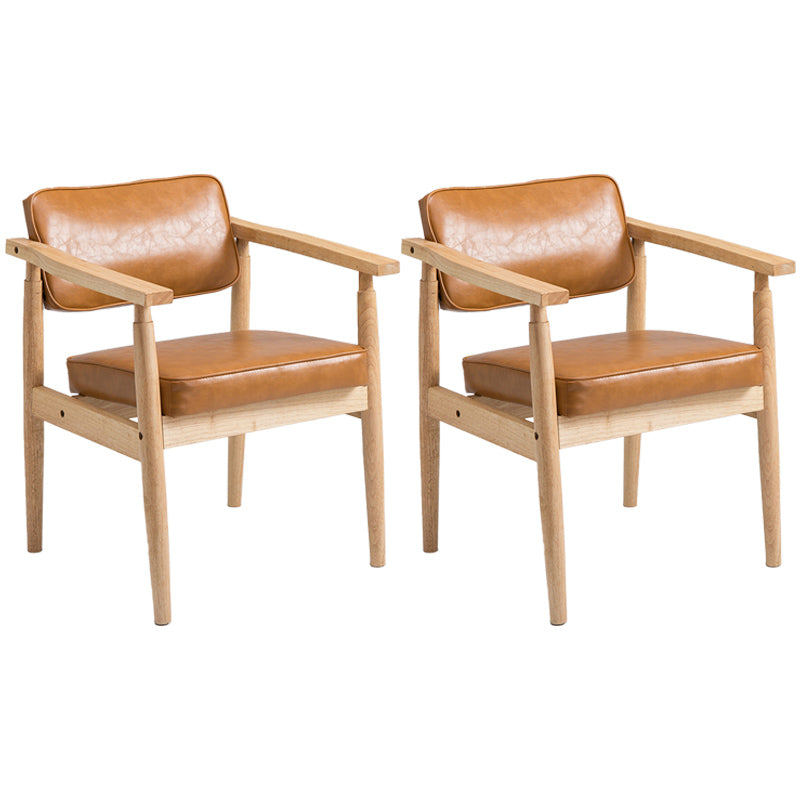 Country Style Indoor Arm Chair Open Back Wood Upholstered Dining Room Chair Orange 2 Piece Set Natural Wood Clearhalo ' kitchen&dining_furn' 'Dining Chairs' 'Dining Tables & Seating' 'dining_chair' 'furn' 'furn_dining_chair' 'Furniture' 'furniture_dining_chair' 'Kitchen & Dining Furniture' 'kitchen' 3740282
