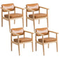 Country Style Indoor Arm Chair Open Back Wood Upholstered Dining Room Chair Orange 4 Piece Set Natural Wood Clearhalo ' kitchen&dining_furn' 'Dining Chairs' 'Dining Tables & Seating' 'dining_chair' 'furn' 'furn_dining_chair' 'Furniture' 'furniture_dining_chair' 'Kitchen & Dining Furniture' 'kitchen' 3740283