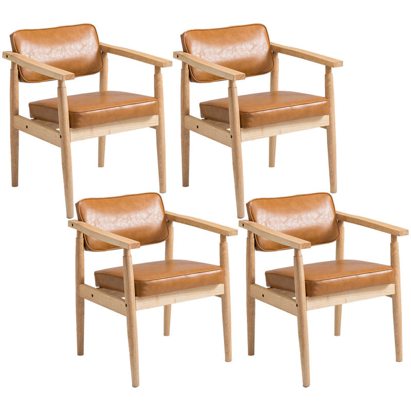 Country Style Indoor Arm Chair Open Back Wood Upholstered Dining Room Chair Orange 4 Piece Set Natural Wood Clearhalo ' kitchen&dining_furn' 'Dining Chairs' 'Dining Tables & Seating' 'dining_chair' 'furn' 'furn_dining_chair' 'Furniture' 'furniture_dining_chair' 'Kitchen & Dining Furniture' 'kitchen' 3740283