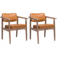 Country Style Indoor Arm Chair Open Back Wood Upholstered Dining Room Chair Orange 2 Piece Set Walnut Clearhalo ' kitchen&dining_furn' 'Dining Chairs' 'Dining Tables & Seating' 'dining_chair' 'furn' 'furn_dining_chair' 'Furniture' 'furniture_dining_chair' 'Kitchen & Dining Furniture' 'kitchen' 3740285