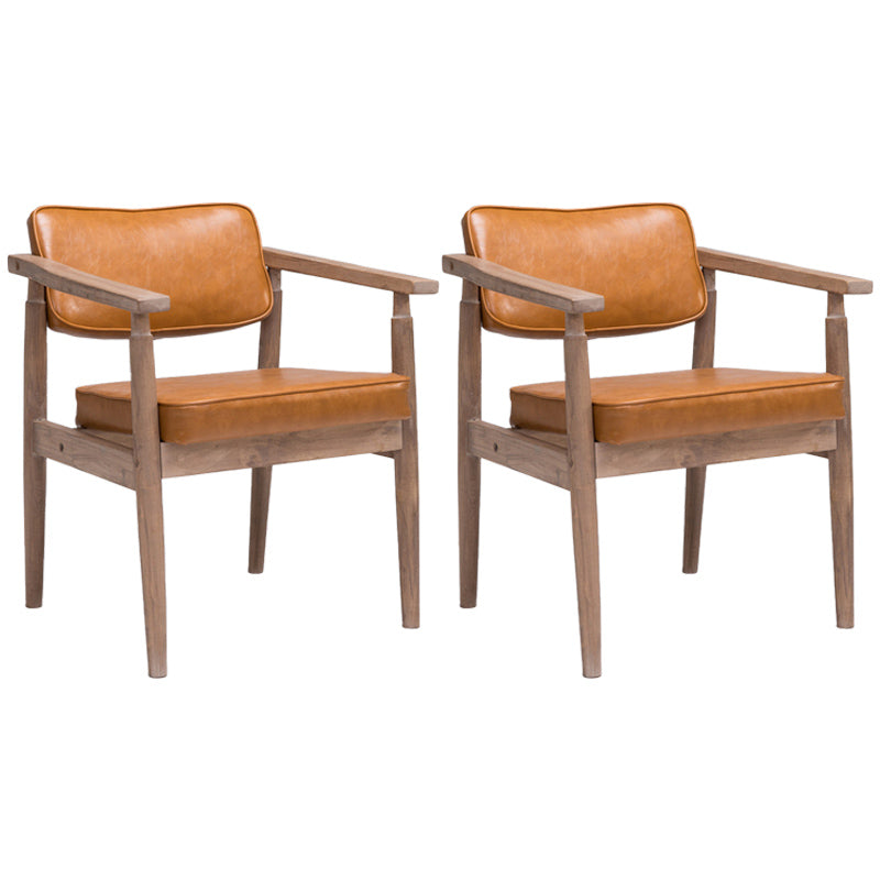 Country Style Indoor Arm Chair Open Back Wood Upholstered Dining Room Chair Orange 2 Piece Set Walnut Clearhalo ' kitchen&dining_furn' 'Dining Chairs' 'Dining Tables & Seating' 'dining_chair' 'furn' 'furn_dining_chair' 'Furniture' 'furniture_dining_chair' 'Kitchen & Dining Furniture' 'kitchen' 3740285