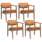 Country Style Indoor Arm Chair Open Back Wood Upholstered Dining Room Chair Orange 4 Piece Set Walnut Clearhalo ' kitchen&dining_furn' 'Dining Chairs' 'Dining Tables & Seating' 'dining_chair' 'furn' 'furn_dining_chair' 'Furniture' 'furniture_dining_chair' 'Kitchen & Dining Furniture' 'kitchen' 3740286