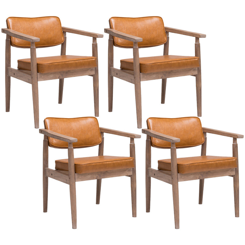 Country Style Indoor Arm Chair Open Back Wood Upholstered Dining Room Chair Orange 4 Piece Set Walnut Clearhalo ' kitchen&dining_furn' 'Dining Chairs' 'Dining Tables & Seating' 'dining_chair' 'furn' 'furn_dining_chair' 'Furniture' 'furniture_dining_chair' 'Kitchen & Dining Furniture' 'kitchen' 3740286