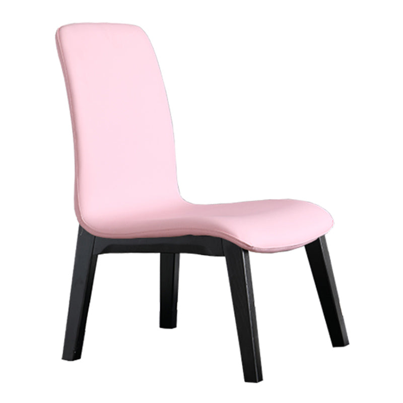 Scandinavian Style Ash Wood Dining Side Chair Solid Back Armless Chair for Home Use Pink 1 Piece Black Clearhalo ' kitchen&dining_furn' 'Dining Chairs' 'Dining Tables & Seating' 'dining_chair' 'furn' 'furn_dining_chair' 'Furniture' 'furniture_dining_chair' 'Kitchen & Dining Furniture' 'kitchen' 3740288