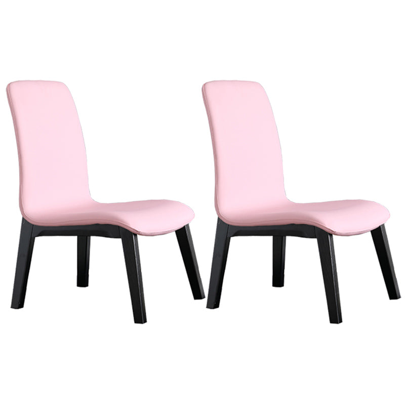 Scandinavian Style Ash Wood Dining Side Chair Solid Back Armless Chair for Home Use Pink 2 Piece Set Black Clearhalo ' kitchen&dining_furn' 'Dining Chairs' 'Dining Tables & Seating' 'dining_chair' 'furn' 'furn_dining_chair' 'Furniture' 'furniture_dining_chair' 'Kitchen & Dining Furniture' 'kitchen' 3740289