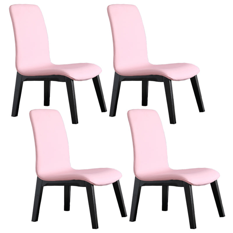 Scandinavian Style Ash Wood Dining Side Chair Solid Back Armless Chair for Home Use Pink 4 Piece Set Black Clearhalo ' kitchen&dining_furn' 'Dining Chairs' 'Dining Tables & Seating' 'dining_chair' 'furn' 'furn_dining_chair' 'Furniture' 'furniture_dining_chair' 'Kitchen & Dining Furniture' 'kitchen' 3740291