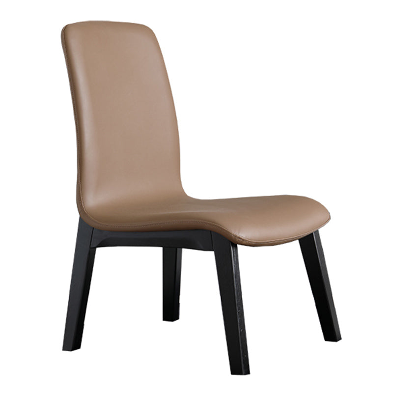 Scandinavian Style Ash Wood Dining Side Chair Solid Back Armless Chair for Home Use Brown 1 Piece Black Clearhalo ' kitchen&dining_furn' 'Dining Chairs' 'Dining Tables & Seating' 'dining_chair' 'furn' 'furn_dining_chair' 'Furniture' 'furniture_dining_chair' 'Kitchen & Dining Furniture' 'kitchen' 3740306