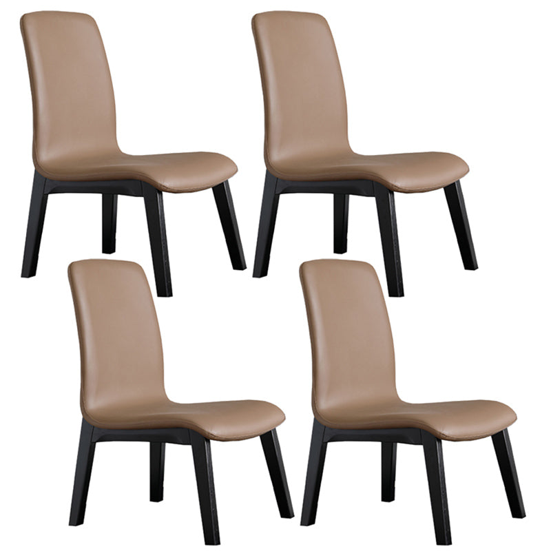 Scandinavian Style Ash Wood Dining Side Chair Solid Back Armless Chair for Home Use Brown 4 Piece Set Black Clearhalo ' kitchen&dining_furn' 'Dining Chairs' 'Dining Tables & Seating' 'dining_chair' 'furn' 'furn_dining_chair' 'Furniture' 'furniture_dining_chair' 'Kitchen & Dining Furniture' 'kitchen' 3740308
