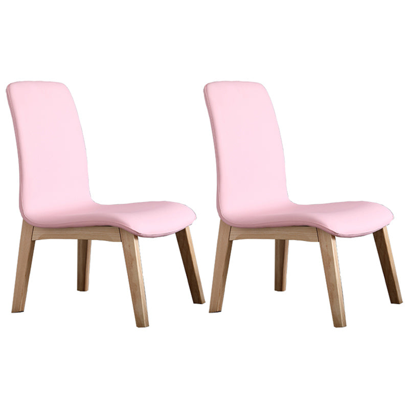 Scandinavian Style Ash Wood Dining Side Chair Solid Back Armless Chair for Home Use Pink 2 Piece Set Natural Wood Clearhalo ' kitchen&dining_furn' 'Dining Chairs' 'Dining Tables & Seating' 'dining_chair' 'furn' 'furn_dining_chair' 'Furniture' 'furniture_dining_chair' 'Kitchen & Dining Furniture' 'kitchen' 3740310