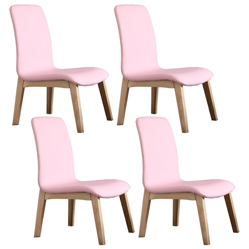 Scandinavian Style Ash Wood Dining Side Chair Solid Back Armless Chair for Home Use Pink 4 Piece Set Natural Wood Clearhalo ' kitchen&dining_furn' 'Dining Chairs' 'Dining Tables & Seating' 'dining_chair' 'furn' 'furn_dining_chair' 'Furniture' 'furniture_dining_chair' 'Kitchen & Dining Furniture' 'kitchen' 3740311