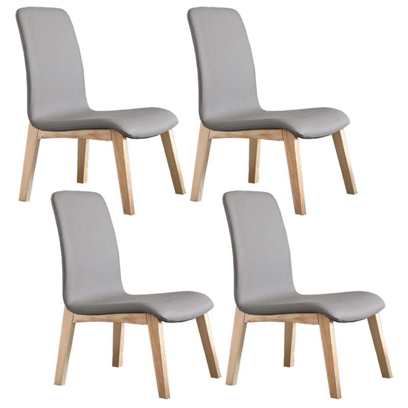 Scandinavian Style Ash Wood Dining Side Chair Solid Back Armless Chair for Home Use Grey 4 Piece Set Natural Wood Clearhalo ' kitchen&dining_furn' 'Dining Chairs' 'Dining Tables & Seating' 'dining_chair' 'furn' 'furn_dining_chair' 'Furniture' 'furniture_dining_chair' 'Kitchen & Dining Furniture' 'kitchen' 3740317