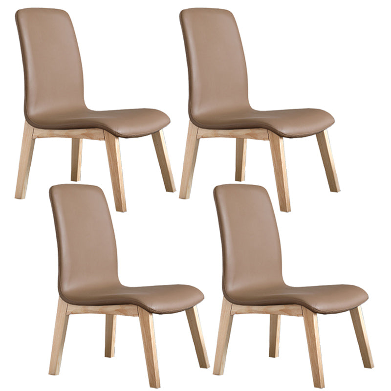Scandinavian Style Ash Wood Dining Side Chair Solid Back Armless Chair for Home Use Brown 4 Piece Set Natural Wood Clearhalo ' kitchen&dining_furn' 'Dining Chairs' 'Dining Tables & Seating' 'dining_chair' 'furn' 'furn_dining_chair' 'Furniture' 'furniture_dining_chair' 'Kitchen & Dining Furniture' 'kitchen' 3740320