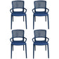 Contemporary Home Arm Chair Stackable Open Back Plastic Dining Room Chair Blue 4 Piece Set Clearhalo ' kitchen&dining_furn' 'Dining Chairs' 'Dining Tables & Seating' 'dining_chair' 'furn' 'furn_dining_chair' 'Furniture' 'furniture_dining_chair' 'Kitchen & Dining Furniture' 'kitchen' 3740322