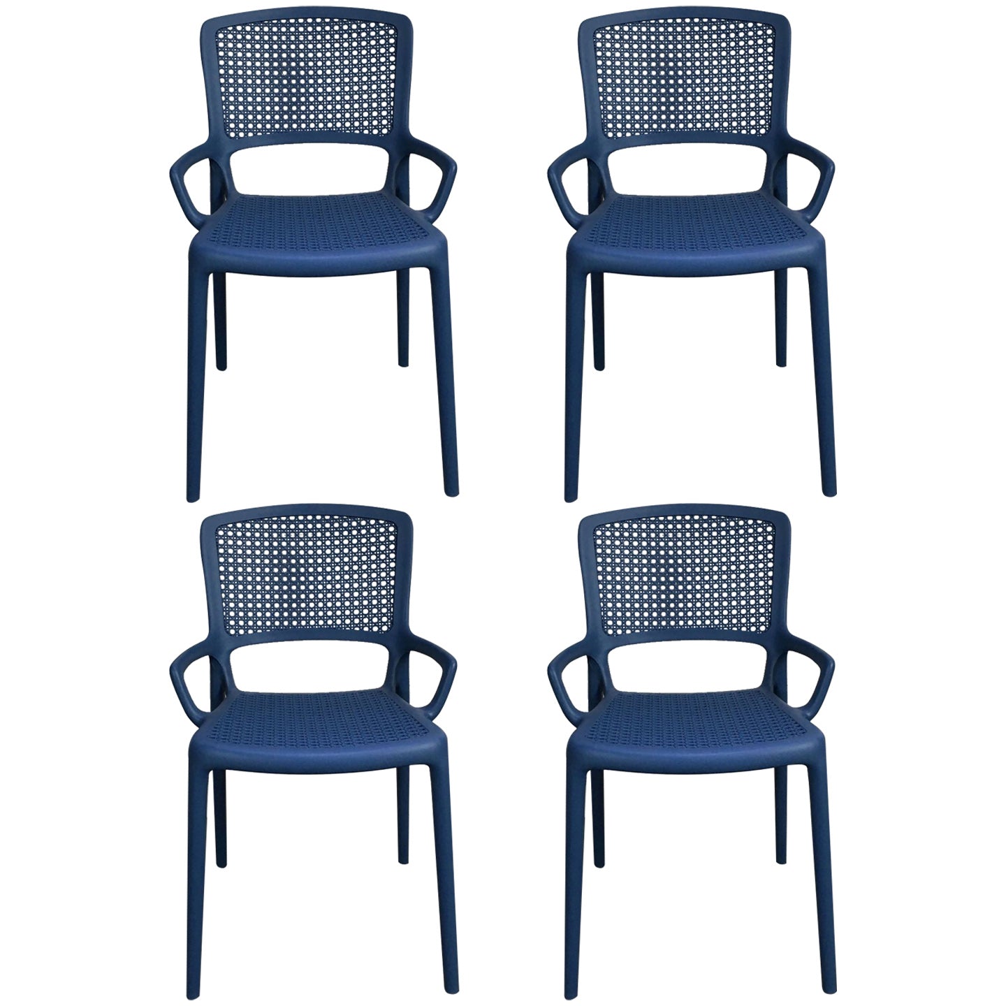 Contemporary Home Arm Chair Stackable Open Back Plastic Dining Room Chair Blue 4 Piece Set Clearhalo ' kitchen&dining_furn' 'Dining Chairs' 'Dining Tables & Seating' 'dining_chair' 'furn' 'furn_dining_chair' 'Furniture' 'furniture_dining_chair' 'Kitchen & Dining Furniture' 'kitchen' 3740322
