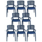Contemporary Home Arm Chair Stackable Open Back Plastic Dining Room Chair Blue 8 Piece Set Clearhalo ' kitchen&dining_furn' 'Dining Chairs' 'Dining Tables & Seating' 'dining_chair' 'furn' 'furn_dining_chair' 'Furniture' 'furniture_dining_chair' 'Kitchen & Dining Furniture' 'kitchen' 3740323