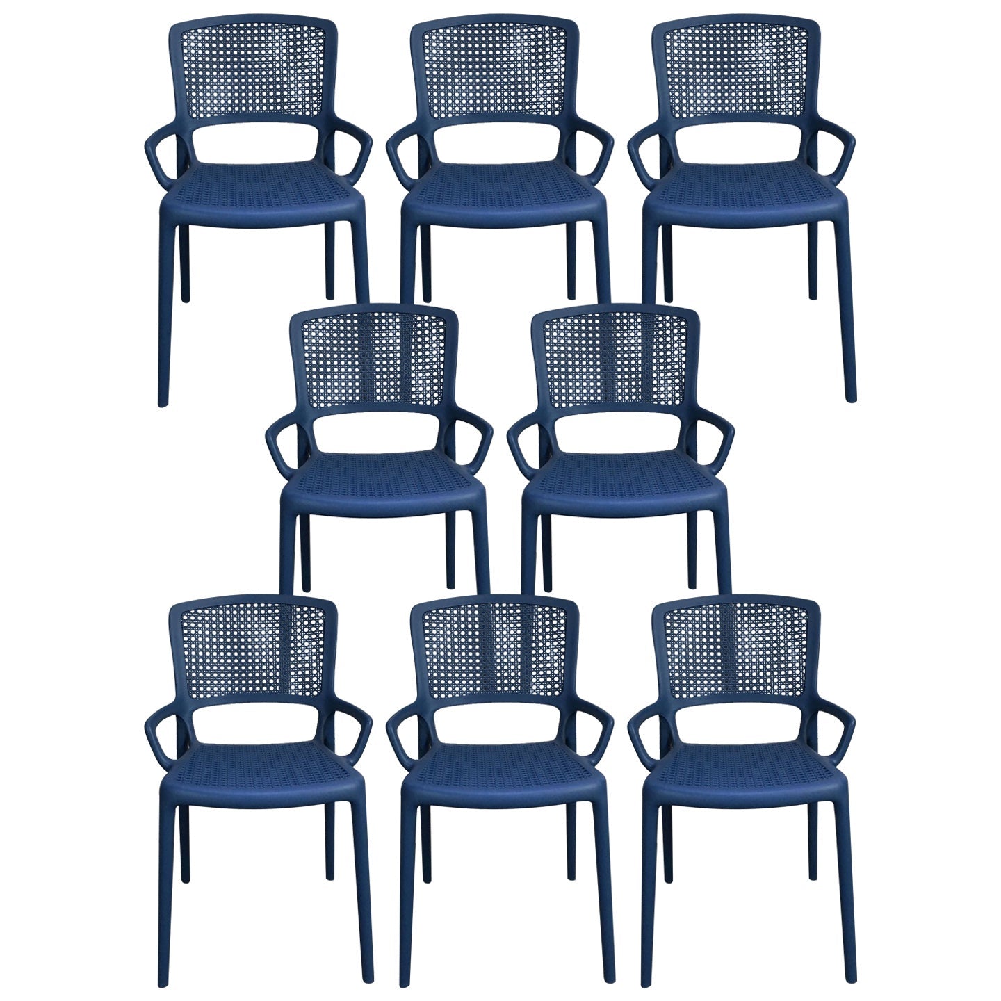 Contemporary Home Arm Chair Stackable Open Back Plastic Dining Room Chair Blue 8 Piece Set Clearhalo ' kitchen&dining_furn' 'Dining Chairs' 'Dining Tables & Seating' 'dining_chair' 'furn' 'furn_dining_chair' 'Furniture' 'furniture_dining_chair' 'Kitchen & Dining Furniture' 'kitchen' 3740323