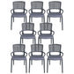 Contemporary Home Arm Chair Stackable Open Back Plastic Dining Room Chair Grey 8 Piece Set Clearhalo ' kitchen&dining_furn' 'Dining Chairs' 'Dining Tables & Seating' 'dining_chair' 'furn' 'furn_dining_chair' 'Furniture' 'furniture_dining_chair' 'Kitchen & Dining Furniture' 'kitchen' 3740331