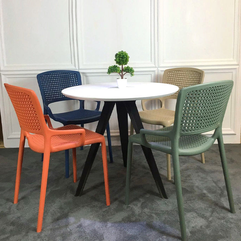 Contemporary Home Arm Chair Stackable Open Back Plastic Dining Room Chair Clearhalo ' kitchen&dining_furn' 'Dining Chairs' 'Dining Tables & Seating' 'dining_chair' 'furn' 'furn_dining_chair' 'Furniture' 'furniture_dining_chair' 'Kitchen & Dining Furniture' 'kitchen' 3740335