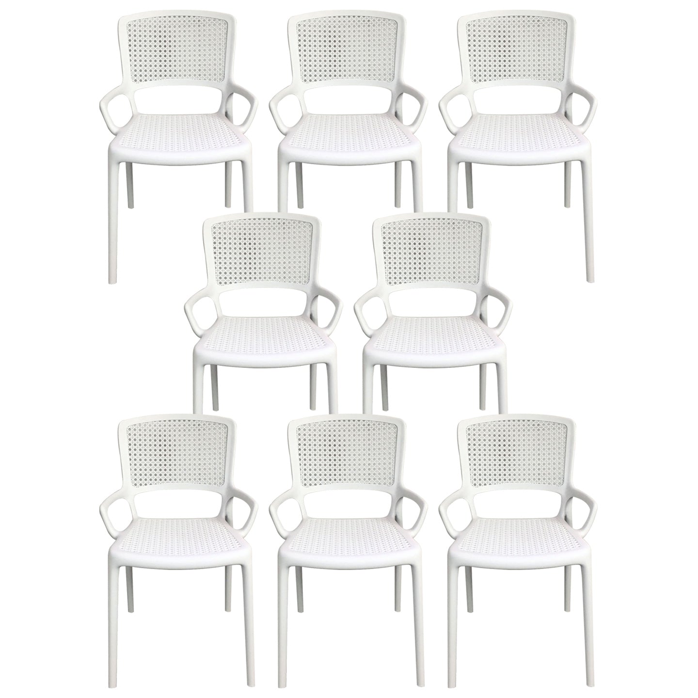 Contemporary Home Arm Chair Stackable Open Back Plastic Dining Room Chair White 8 Piece Set Clearhalo ' kitchen&dining_furn' 'Dining Chairs' 'Dining Tables & Seating' 'dining_chair' 'furn' 'furn_dining_chair' 'Furniture' 'furniture_dining_chair' 'Kitchen & Dining Furniture' 'kitchen' 3740336