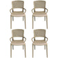 Contemporary Home Arm Chair Stackable Open Back Plastic Dining Room Chair Khaki 4 Piece Set Clearhalo ' kitchen&dining_furn' 'Dining Chairs' 'Dining Tables & Seating' 'dining_chair' 'furn' 'furn_dining_chair' 'Furniture' 'furniture_dining_chair' 'Kitchen & Dining Furniture' 'kitchen' 3740337
