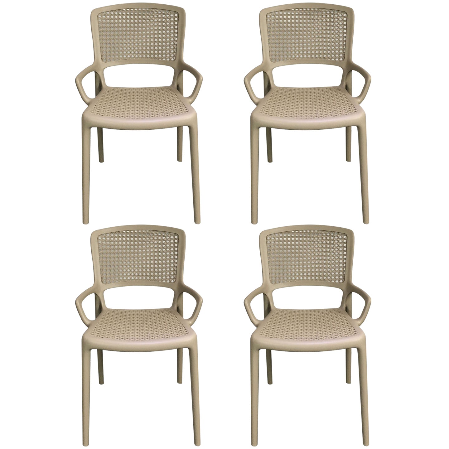 Contemporary Home Arm Chair Stackable Open Back Plastic Dining Room Chair Khaki 4 Piece Set Clearhalo ' kitchen&dining_furn' 'Dining Chairs' 'Dining Tables & Seating' 'dining_chair' 'furn' 'furn_dining_chair' 'Furniture' 'furniture_dining_chair' 'Kitchen & Dining Furniture' 'kitchen' 3740337