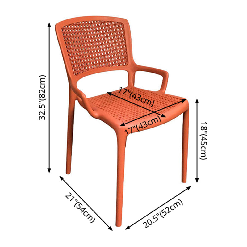 Contemporary Home Arm Chair Stackable Open Back Plastic Dining Room Chair Clearhalo ' kitchen&dining_furn' 'Dining Chairs' 'Dining Tables & Seating' 'dining_chair' 'furn' 'furn_dining_chair' 'Furniture' 'furniture_dining_chair' 'Kitchen & Dining Furniture' 'kitchen' 3740339