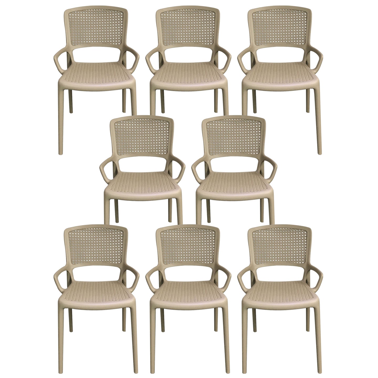 Contemporary Home Arm Chair Stackable Open Back Plastic Dining Room Chair Khaki 8 Piece Set Clearhalo ' kitchen&dining_furn' 'Dining Chairs' 'Dining Tables & Seating' 'dining_chair' 'furn' 'furn_dining_chair' 'Furniture' 'furniture_dining_chair' 'Kitchen & Dining Furniture' 'kitchen' 3740340