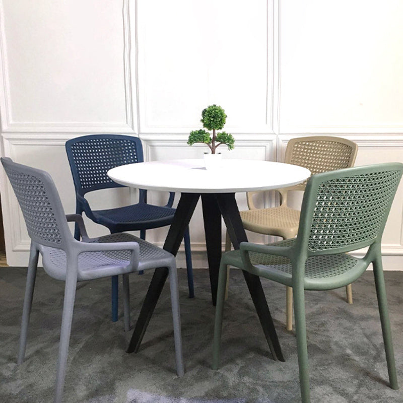 Contemporary Home Arm Chair Stackable Open Back Plastic Dining Room Chair Clearhalo ' kitchen&dining_furn' 'Dining Chairs' 'Dining Tables & Seating' 'dining_chair' 'furn' 'furn_dining_chair' 'Furniture' 'furniture_dining_chair' 'Kitchen & Dining Furniture' 'kitchen' 3740341