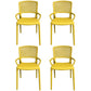 Contemporary Home Arm Chair Stackable Open Back Plastic Dining Room Chair Yellow 4 Piece Set Clearhalo ' kitchen&dining_furn' 'Dining Chairs' 'Dining Tables & Seating' 'dining_chair' 'furn' 'furn_dining_chair' 'Furniture' 'furniture_dining_chair' 'Kitchen & Dining Furniture' 'kitchen' 3740342