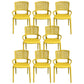 Contemporary Home Arm Chair Stackable Open Back Plastic Dining Room Chair Yellow 8 Piece Set Clearhalo ' kitchen&dining_furn' 'Dining Chairs' 'Dining Tables & Seating' 'dining_chair' 'furn' 'furn_dining_chair' 'Furniture' 'furniture_dining_chair' 'Kitchen & Dining Furniture' 'kitchen' 3740343