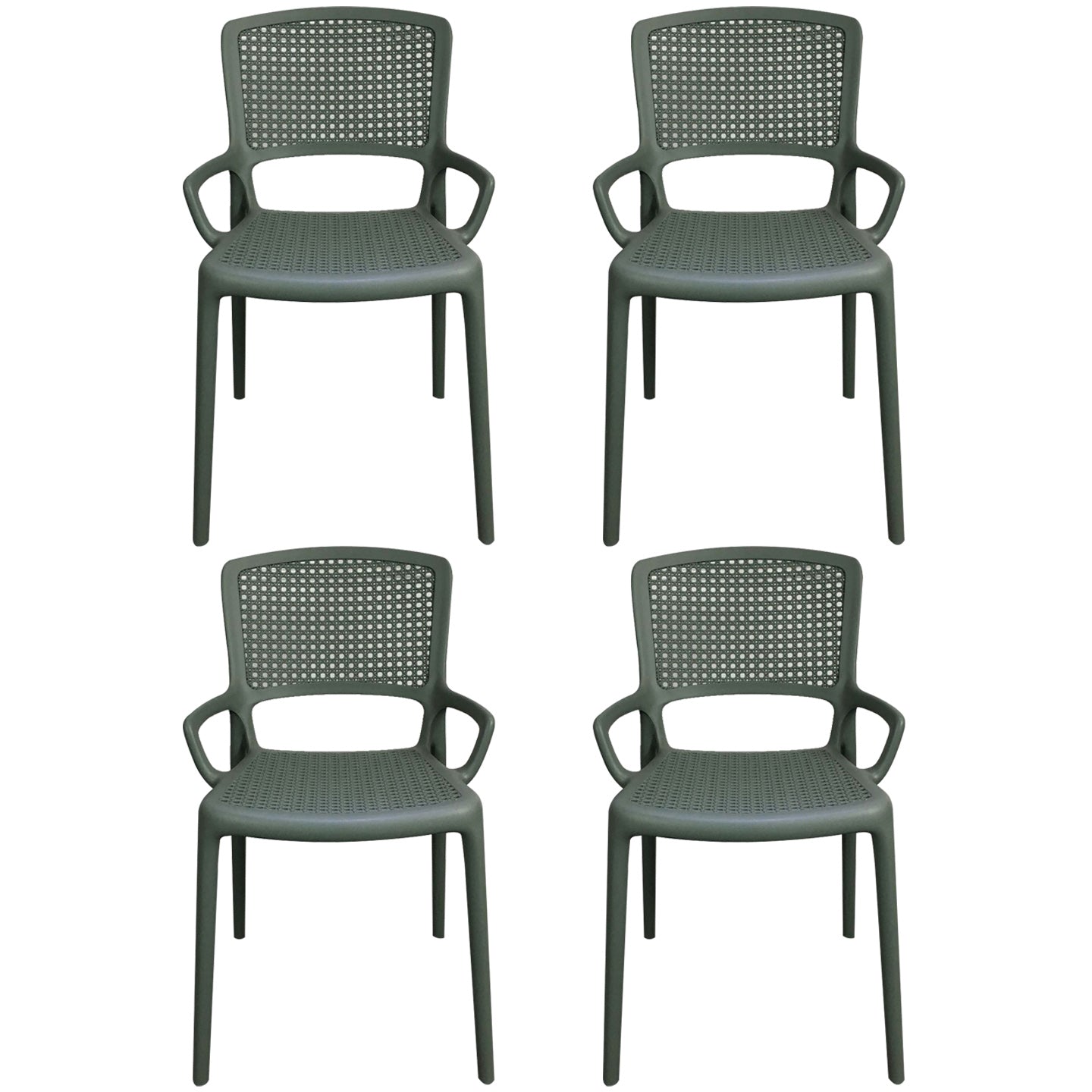 Contemporary Home Arm Chair Stackable Open Back Plastic Dining Room Chair Green 4 Piece Set Clearhalo ' kitchen&dining_furn' 'Dining Chairs' 'Dining Tables & Seating' 'dining_chair' 'furn' 'furn_dining_chair' 'Furniture' 'furniture_dining_chair' 'Kitchen & Dining Furniture' 'kitchen' 3740344