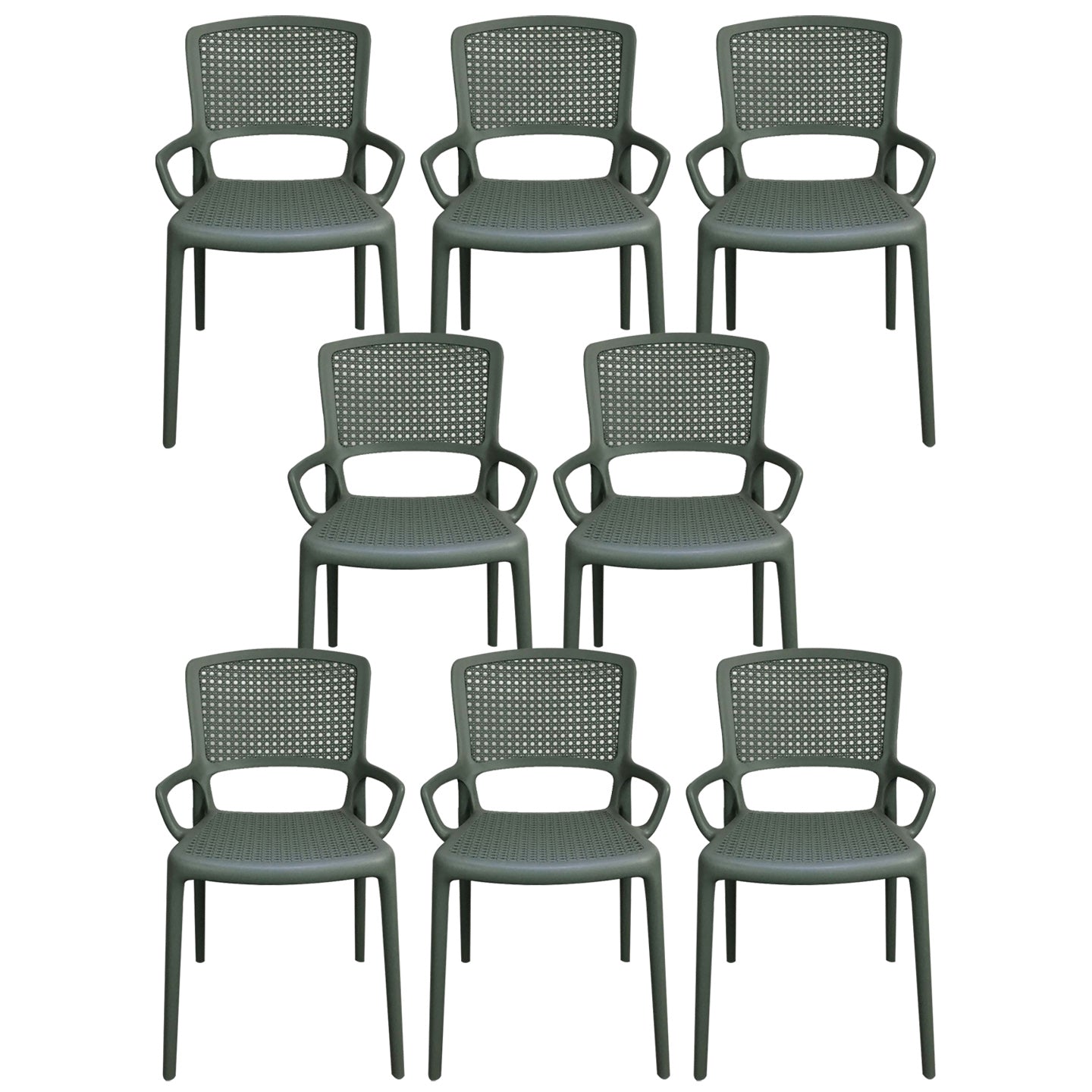 Contemporary Home Arm Chair Stackable Open Back Plastic Dining Room Chair Green 8 Piece Set Clearhalo ' kitchen&dining_furn' 'Dining Chairs' 'Dining Tables & Seating' 'dining_chair' 'furn' 'furn_dining_chair' 'Furniture' 'furniture_dining_chair' 'Kitchen & Dining Furniture' 'kitchen' 3740345