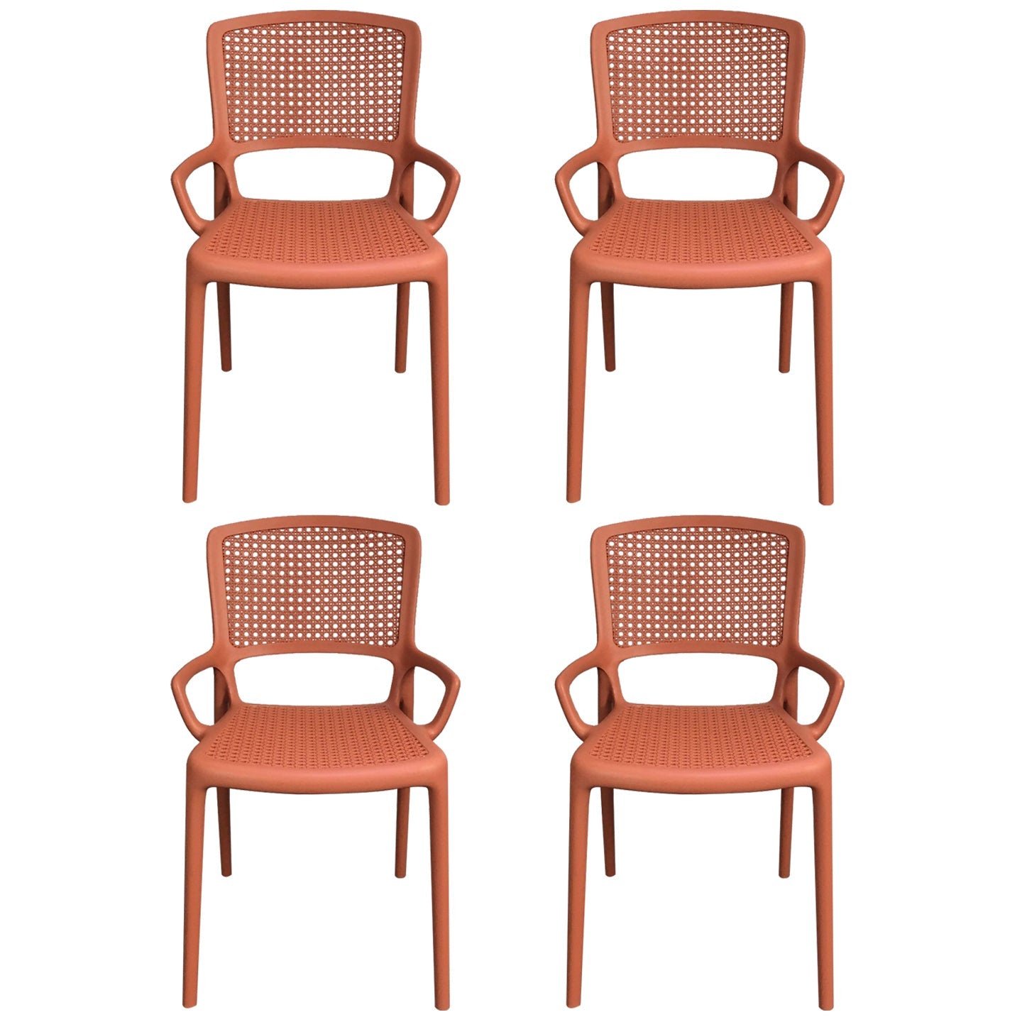 Contemporary Home Arm Chair Stackable Open Back Plastic Dining Room Chair Red 4 Piece Set Clearhalo ' kitchen&dining_furn' 'Dining Chairs' 'Dining Tables & Seating' 'dining_chair' 'furn' 'furn_dining_chair' 'Furniture' 'furniture_dining_chair' 'Kitchen & Dining Furniture' 'kitchen' 3740346