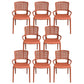 Contemporary Home Arm Chair Stackable Open Back Plastic Dining Room Chair Red 8 Piece Set Clearhalo ' kitchen&dining_furn' 'Dining Chairs' 'Dining Tables & Seating' 'dining_chair' 'furn' 'furn_dining_chair' 'Furniture' 'furniture_dining_chair' 'Kitchen & Dining Furniture' 'kitchen' 3740347