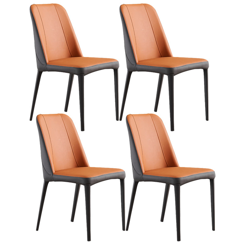 Contemporary Metal Dining Room Chairs Armless Parsons Chair for Home Use Orange 4 Piece Set Clearhalo ' kitchen&dining_furn' 'Dining Chairs' 'Dining Tables & Seating' 'dining_chair' 'furn' 'furn_dining_chair' 'Furniture' 'furniture_dining_chair' 'Kitchen & Dining Furniture' 'kitchen' 3740350