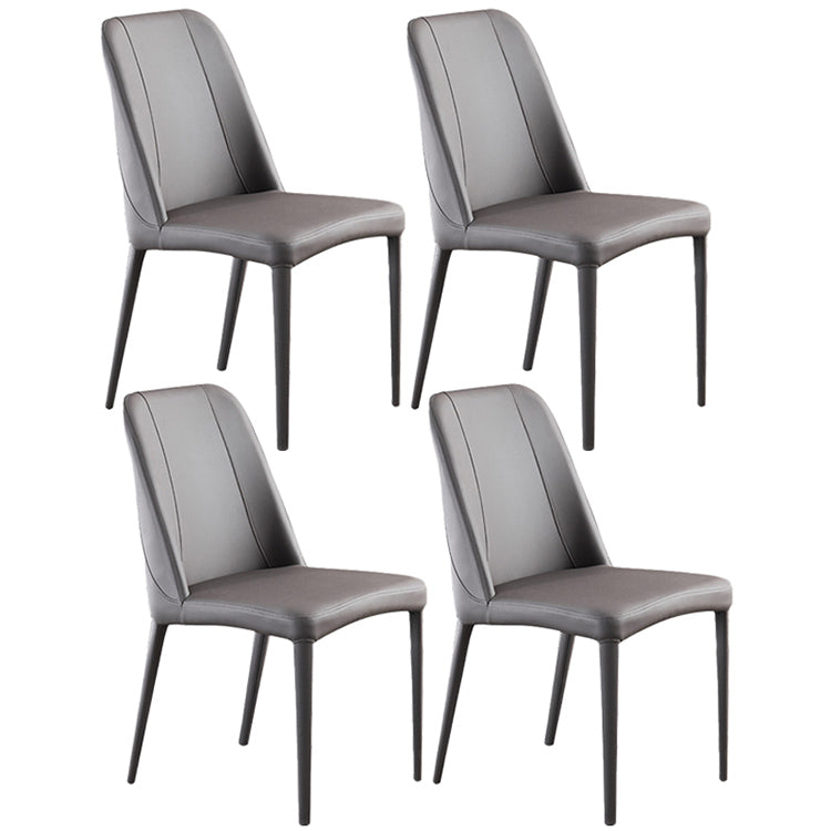 Contemporary Metal Dining Room Chairs Armless Parsons Chair for Home Use Light Gray 4 Piece Set Clearhalo ' kitchen&dining_furn' 'Dining Chairs' 'Dining Tables & Seating' 'dining_chair' 'furn' 'furn_dining_chair' 'Furniture' 'furniture_dining_chair' 'Kitchen & Dining Furniture' 'kitchen' 3740357