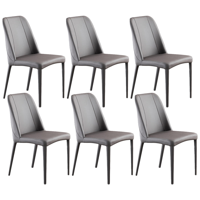 Contemporary Metal Dining Room Chairs Armless Parsons Chair for Home Use Light Gray 6 Piece Set Clearhalo ' kitchen&dining_furn' 'Dining Chairs' 'Dining Tables & Seating' 'dining_chair' 'furn' 'furn_dining_chair' 'Furniture' 'furniture_dining_chair' 'Kitchen & Dining Furniture' 'kitchen' 3740358
