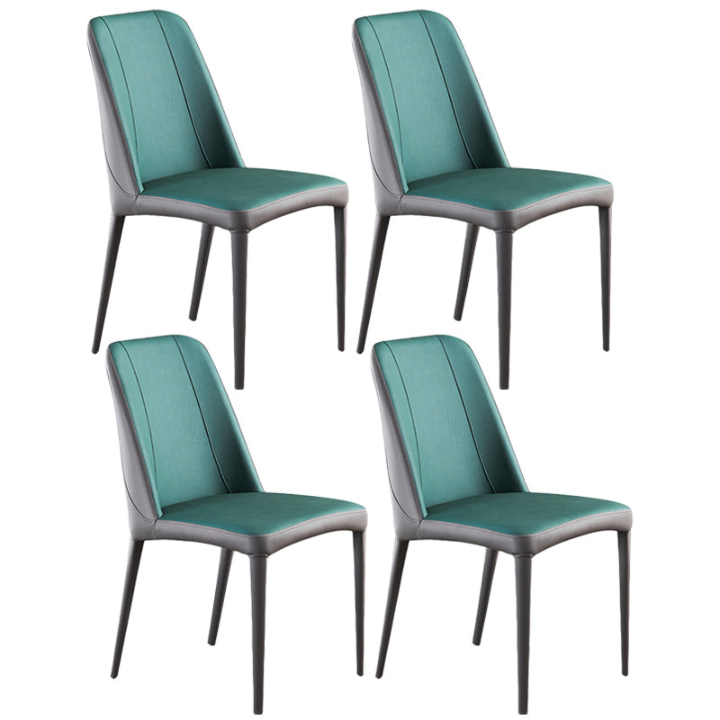 Contemporary Metal Dining Room Chairs Armless Parsons Chair for Home Use Green 4 Piece Set Clearhalo ' kitchen&dining_furn' 'Dining Chairs' 'Dining Tables & Seating' 'dining_chair' 'furn' 'furn_dining_chair' 'Furniture' 'furniture_dining_chair' 'Kitchen & Dining Furniture' 'kitchen' 3740362