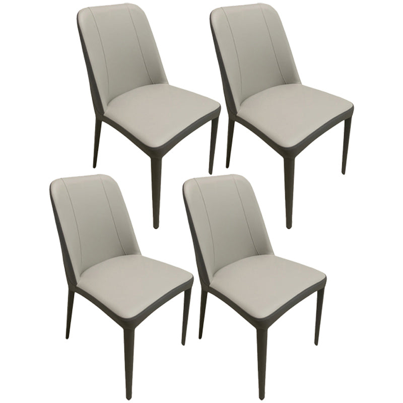 Contemporary Metal Dining Room Chairs Armless Parsons Chair for Home Use Grey 4 Piece Set Clearhalo ' kitchen&dining_furn' 'Dining Chairs' 'Dining Tables & Seating' 'dining_chair' 'furn' 'furn_dining_chair' 'Furniture' 'furniture_dining_chair' 'Kitchen & Dining Furniture' 'kitchen' 3740369