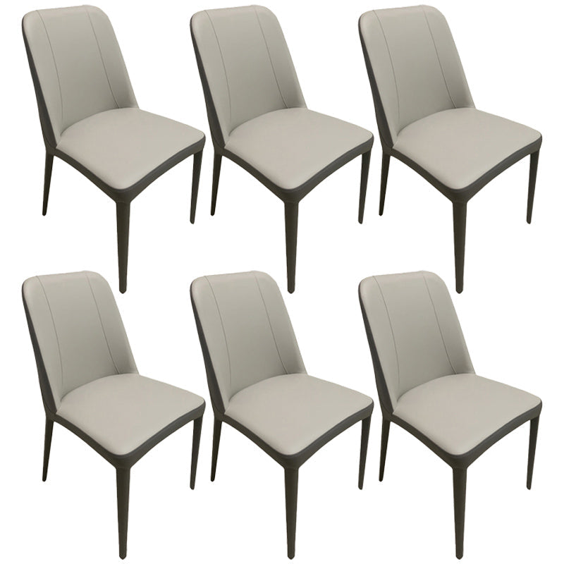 Contemporary Metal Dining Room Chairs Armless Parsons Chair for Home Use Grey 6 Piece Set Clearhalo ' kitchen&dining_furn' 'Dining Chairs' 'Dining Tables & Seating' 'dining_chair' 'furn' 'furn_dining_chair' 'Furniture' 'furniture_dining_chair' 'Kitchen & Dining Furniture' 'kitchen' 3740370