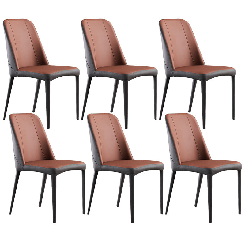 Contemporary Metal Dining Room Chairs Armless Parsons Chair for Home Use Crimson 6 Piece Set Clearhalo ' kitchen&dining_furn' 'Dining Chairs' 'Dining Tables & Seating' 'dining_chair' 'furn' 'furn_dining_chair' 'Furniture' 'furniture_dining_chair' 'Kitchen & Dining Furniture' 'kitchen' 3740373
