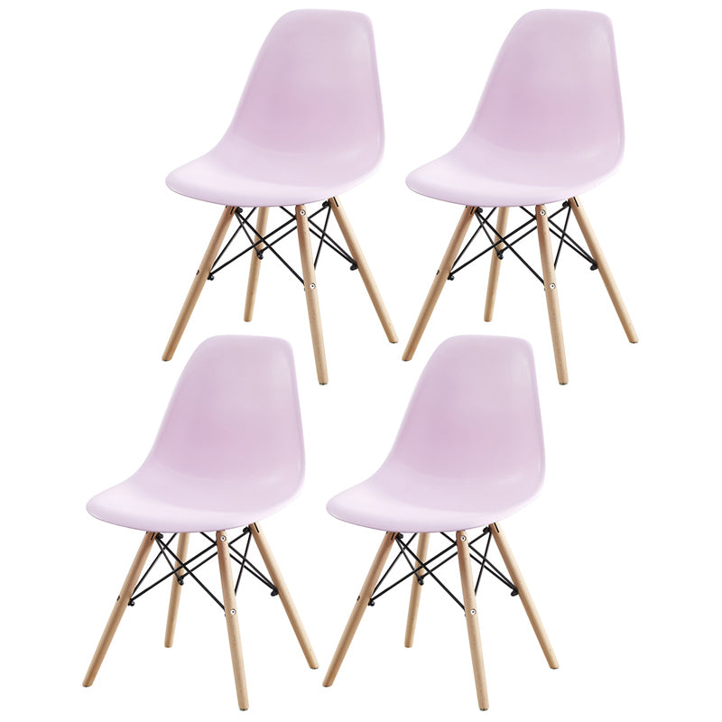 Contemporary Style Beech Wood Chair Solid Back Side Kitchen Dining Chairs Pink Set of 4 Clearhalo ' kitchen&dining_furn' 'Dining Chairs' 'Dining Tables & Seating' 'dining_chair' 'Furniture' 'furniture_dining_chair' 'Kitchen & Dining Furniture' 'kitchen' 3740399