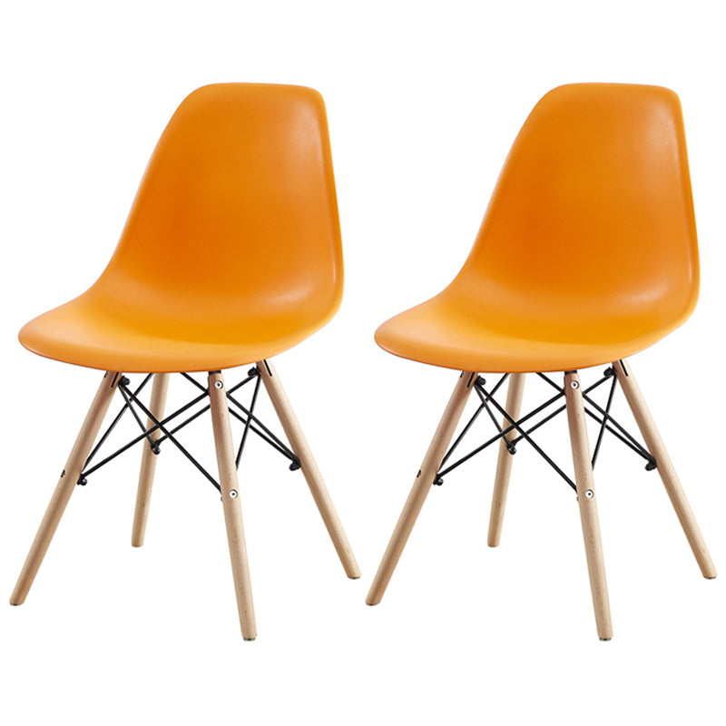 Contemporary Style Beech Wood Chair Solid Back Side Kitchen Dining Chairs Orange Set of 2 Clearhalo ' kitchen&dining_furn' 'Dining Chairs' 'Dining Tables & Seating' 'dining_chair' 'Furniture' 'furniture_dining_chair' 'Kitchen & Dining Furniture' 'kitchen' 3740401