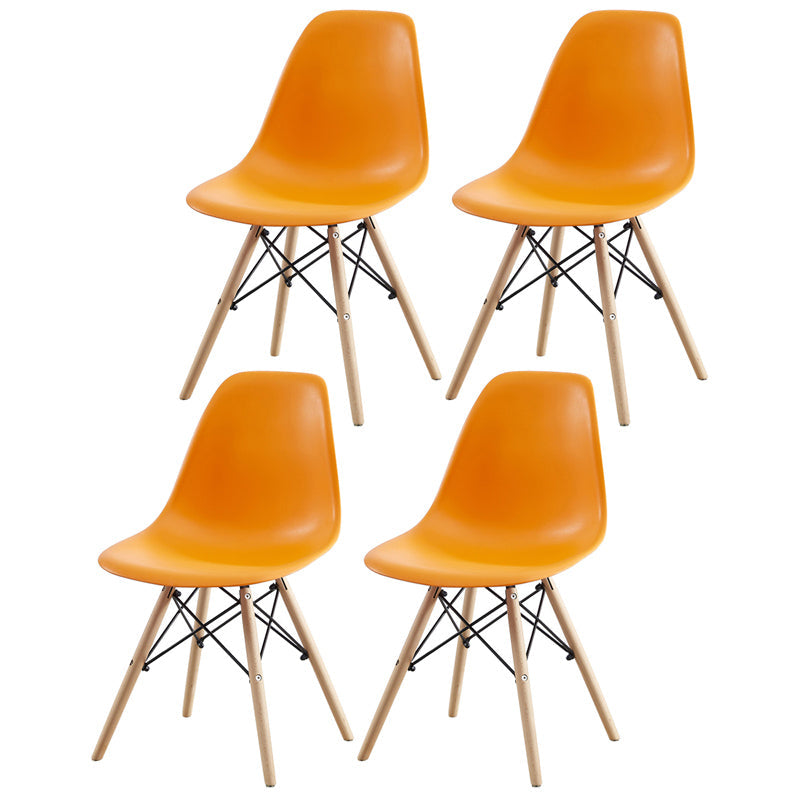 Contemporary Style Beech Wood Chair Solid Back Side Kitchen Dining Chairs Orange Set of 4 Clearhalo ' kitchen&dining_furn' 'Dining Chairs' 'Dining Tables & Seating' 'dining_chair' 'Furniture' 'furniture_dining_chair' 'Kitchen & Dining Furniture' 'kitchen' 3740402