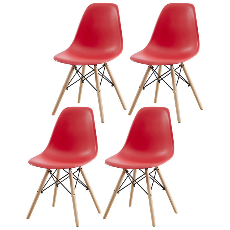 Contemporary Style Beech Wood Chair Solid Back Side Kitchen Dining Chairs Red Set of 4 Clearhalo ' kitchen&dining_furn' 'Dining Chairs' 'Dining Tables & Seating' 'dining_chair' 'Furniture' 'furniture_dining_chair' 'Kitchen & Dining Furniture' 'kitchen' 3740411