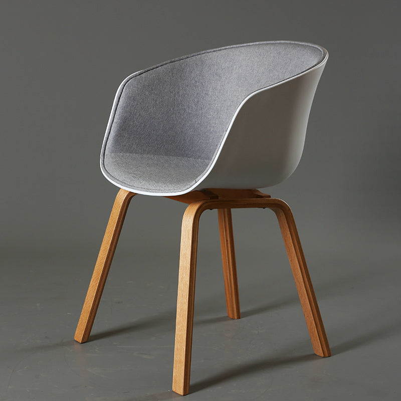 Contemporary Style Dining Room Chairs Kitchen Arm Chair with Wooden Legs Grey 1 Piece Clearhalo ' kitchen&dining_furn' 'Dining Chairs' 'Dining Tables & Seating' 'dining_chair' 'furn' 'furn_dining_chair' 'Furniture' 'furniture_dining_chair' 'Kitchen & Dining Furniture' 'kitchen' 3740413