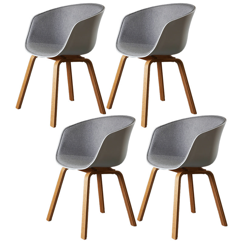 Contemporary Style Dining Room Chairs Kitchen Arm Chair with Wooden Legs Grey 4 Piece Set Clearhalo ' kitchen&dining_furn' 'Dining Chairs' 'Dining Tables & Seating' 'dining_chair' 'furn' 'furn_dining_chair' 'Furniture' 'furniture_dining_chair' 'Kitchen & Dining Furniture' 'kitchen' 3740417
