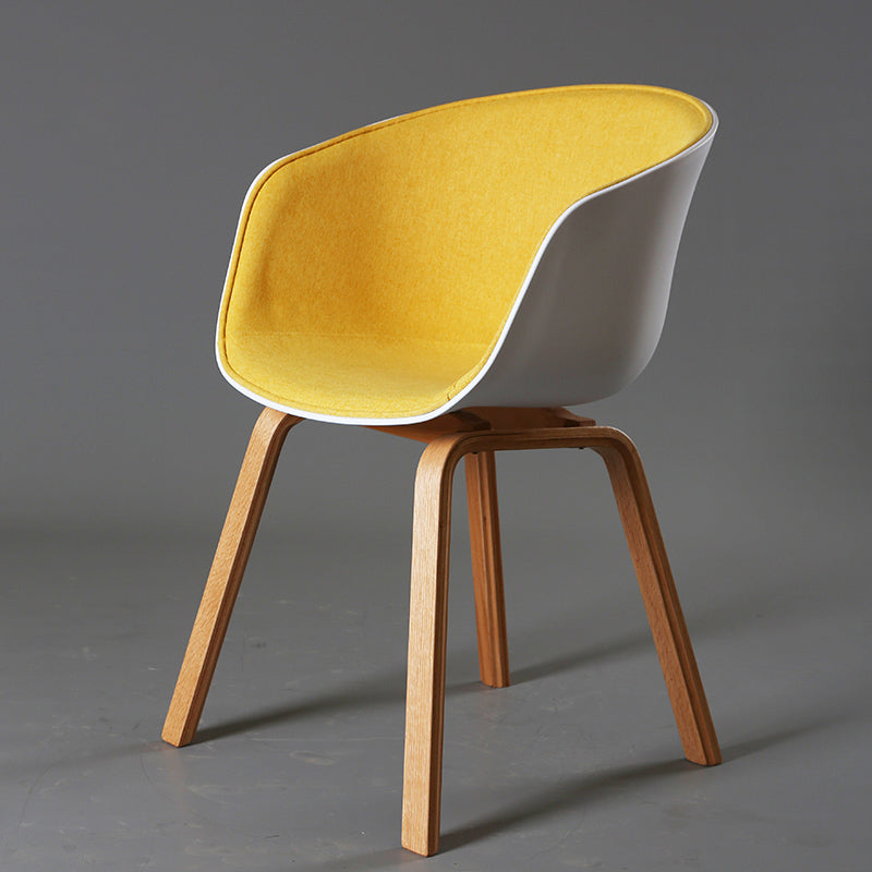 Contemporary Style Dining Room Chairs Kitchen Arm Chair with Wooden Legs Yellow 1 Piece Clearhalo ' kitchen&dining_furn' 'Dining Chairs' 'Dining Tables & Seating' 'dining_chair' 'furn' 'furn_dining_chair' 'Furniture' 'furniture_dining_chair' 'Kitchen & Dining Furniture' 'kitchen' 3740418