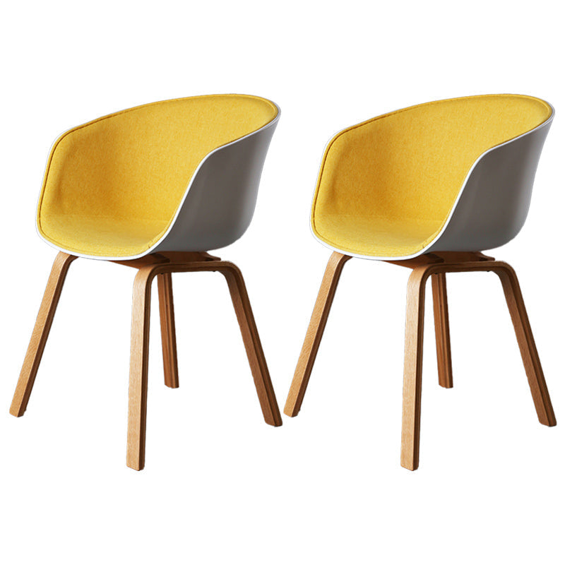 Contemporary Style Dining Room Chairs Kitchen Arm Chair with Wooden Legs Yellow 2 Piece Set Clearhalo ' kitchen&dining_furn' 'Dining Chairs' 'Dining Tables & Seating' 'dining_chair' 'furn' 'furn_dining_chair' 'Furniture' 'furniture_dining_chair' 'Kitchen & Dining Furniture' 'kitchen' 3740420